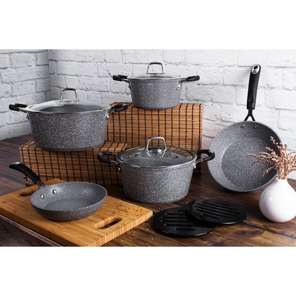 Zestaw garnków Berlinger Haus BH-6196 Stone Touch granitowy do kuchni
