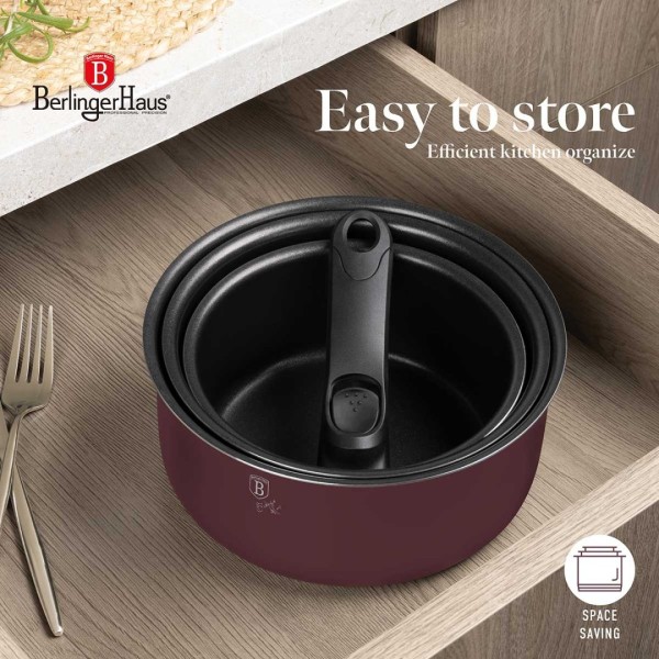 Zestaw garnków Berlinger Haus Leonardo 12 elementów tytanowy do gotowania