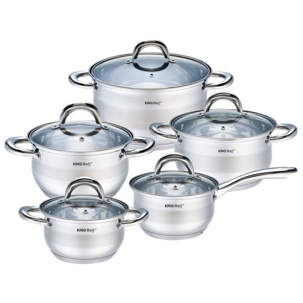 Комплект каструль Kinghoff Silver 10 ел. KH-1096 для ефективного приготування їжі