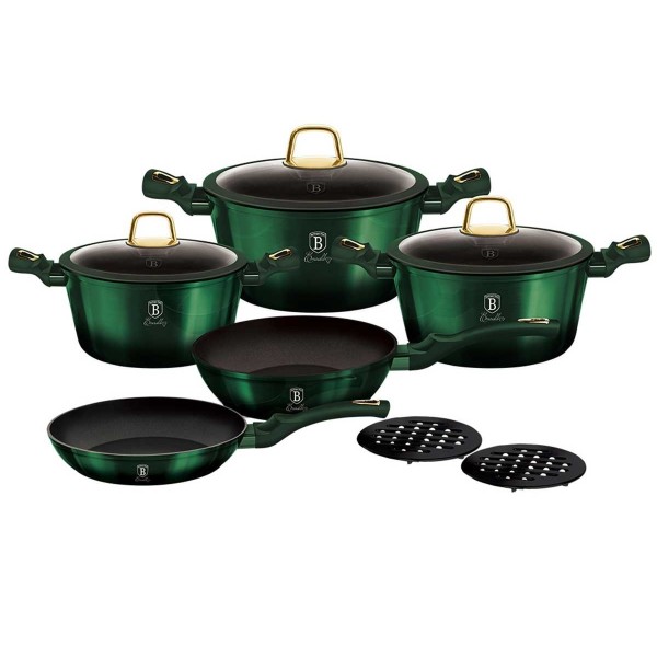 Комплект каструль Berlinger Haus Metallic Emerald BH-6065 10 ел. для готування на кухні