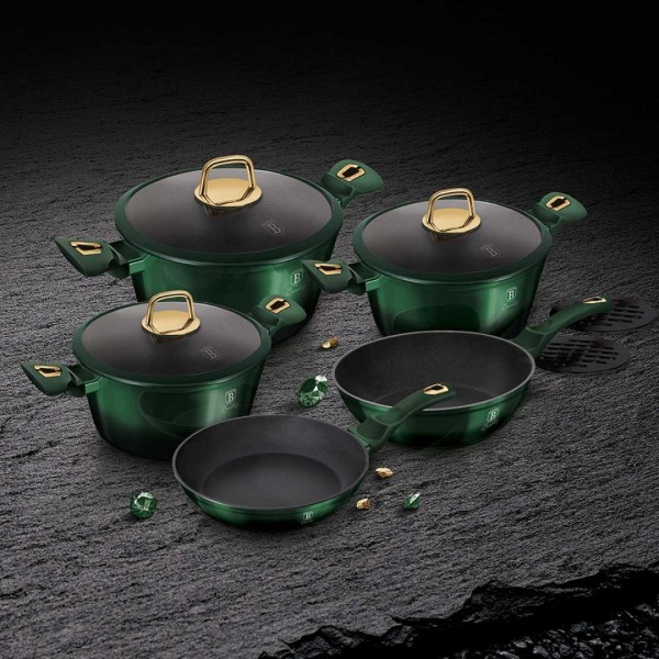 Комплект каструль Berlinger Haus Metallic Emerald BH-6065 10 ел. для готування на кухні