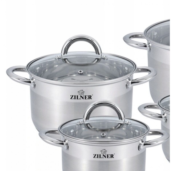 Komplet garnków Zilner ZL-8109 stalowy 12 elementów do gotowania
