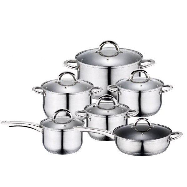 Комплект каструль Kinghoff Jumbo Silver 12 ел. для приготування різних страв KH-4450