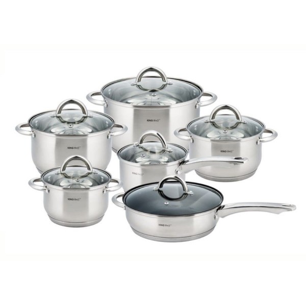 Комплект каструль Kinghoff Jumbo Silver 12 ел. для приготування різних страв KH-4450