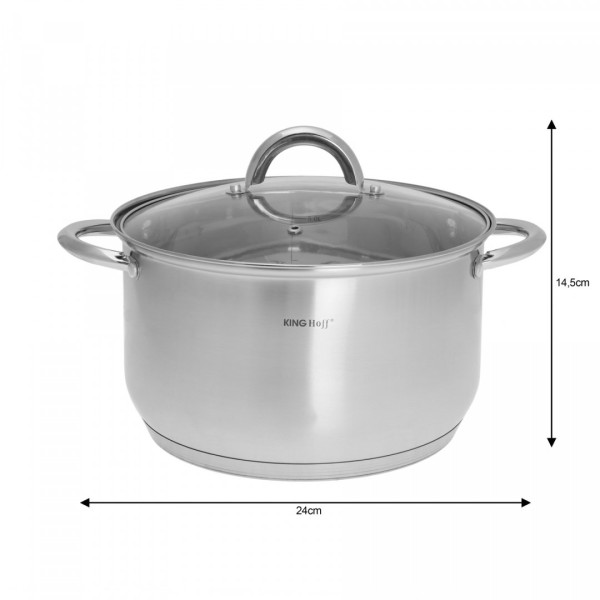 Комплект каструль Kinghoff Jumbo Silver 12 ел. для приготування різних страв KH-4450