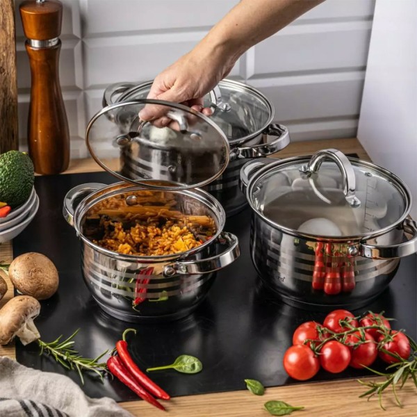 Набір каструль Klausberg KB-7693, 6 предметів для зручного приготування їжі