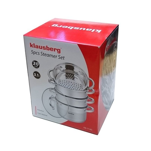 Комплект парових каструль Klausberg KB-7140, 20 см, 5 ел. для приготування на парі