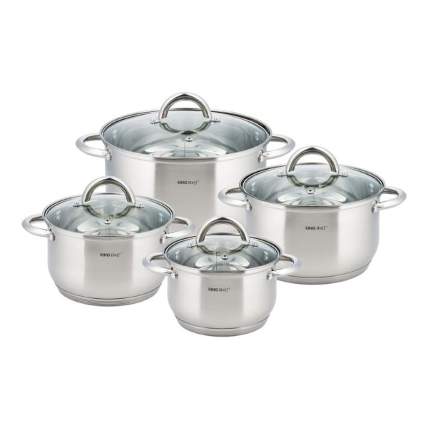 Комплект каструль Kinghoff Silver KH-4448, 8 предметів для готування