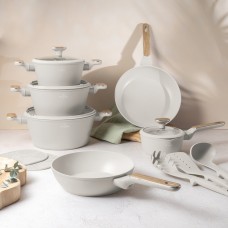 Zestaw garnków i patelni, BerlingerHaus Sahara BH-8325 — 15 el., uchwyty z drewnopodobnymi elementami