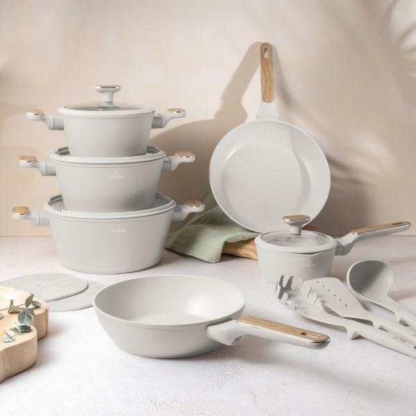 Zestaw garnków i patelni, BerlingerHaus Sahara BH-8325 — 15 el., uchwyty z drewnopodobnymi elementami