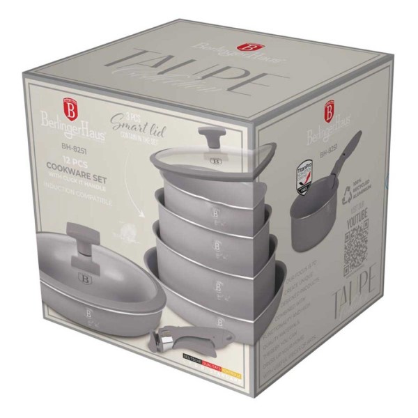Zestaw garnków Berlinger Haus BH-8251 Taupe 12 elementów tytanowy do kuchni