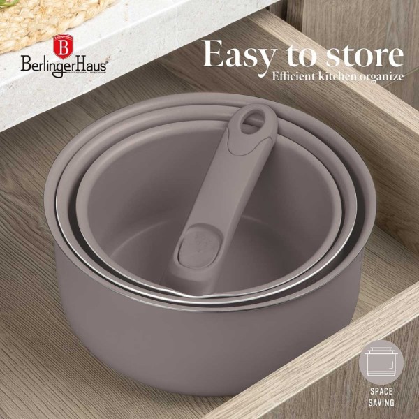 Zestaw garnków Berlinger Haus BH-8251 Taupe 12 elementów tytanowy do kuchni