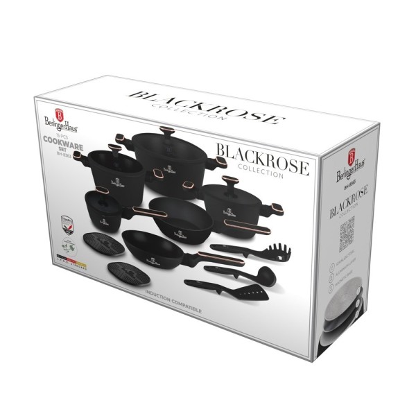Zestaw garnków i patelni BerlingerHaus BH-8363 Black Rose Collection, 15 el.