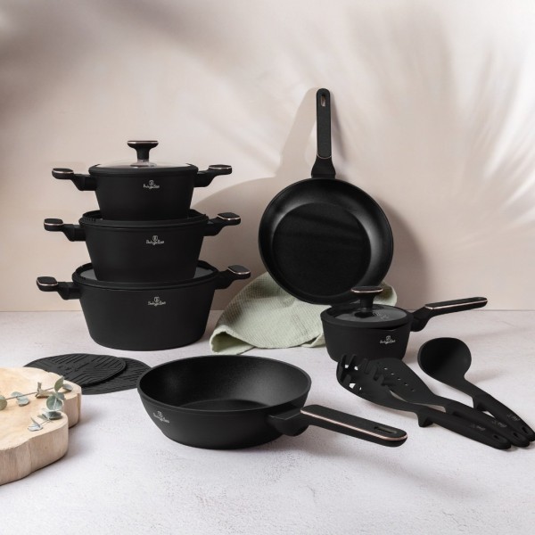 Zestaw garnków i patelni BerlingerHaus BH-8363 Black Rose Collection, 15 el.