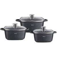 ZESTAW 3 GARNKÓW KWADRATOWYCH 2,8 , 4,4 , 6.5L KINGHOFF KH-1607