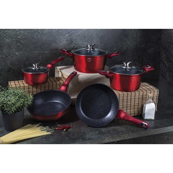 Набір каструль Berlinger Haus Metallic Burgundy BH-6162 для ефективного приготування їжі