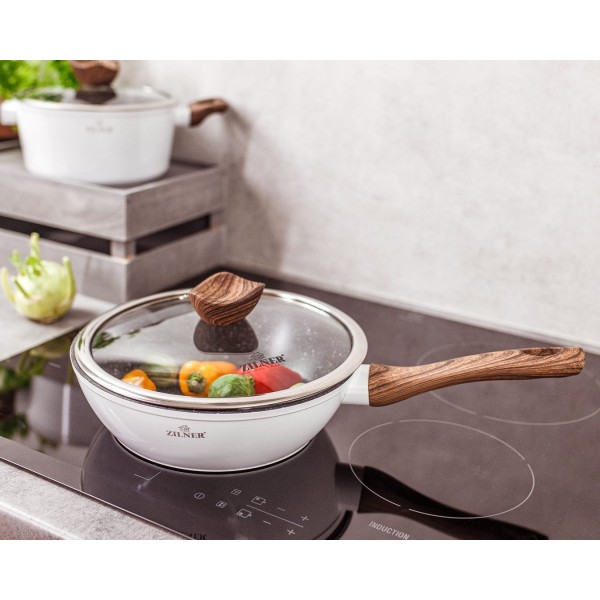 Komplet garnków Zilner White Lilly ZL-8592 z powłoką marmurową 15 el. do kuchni