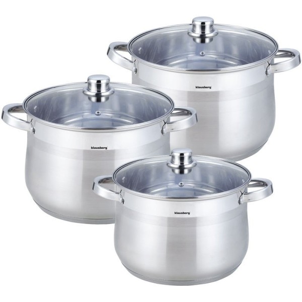 Komplety garnków Klausberg KB-7177 Gastro Stock Pot do kuchni 10,7L+8,6L+7,0L