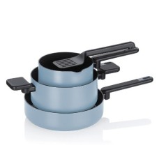 Zestaw garnków, KELA Mira, 5 el., 3 garnki, dymny błękit