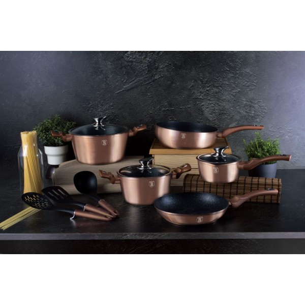Komplet garnków Berlinger Haus Metallic Line Rosegold 11 elementów do gotowania