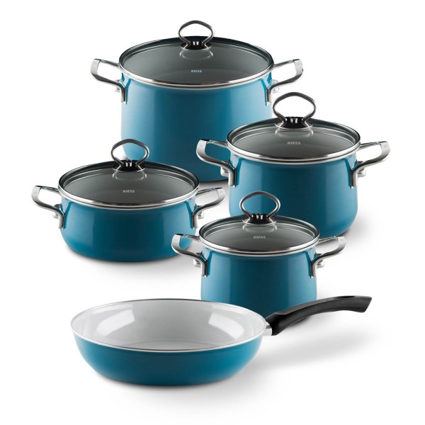 Zestaw garnków, Riess, Aquamarin 5 części — do gotowania na kuchence