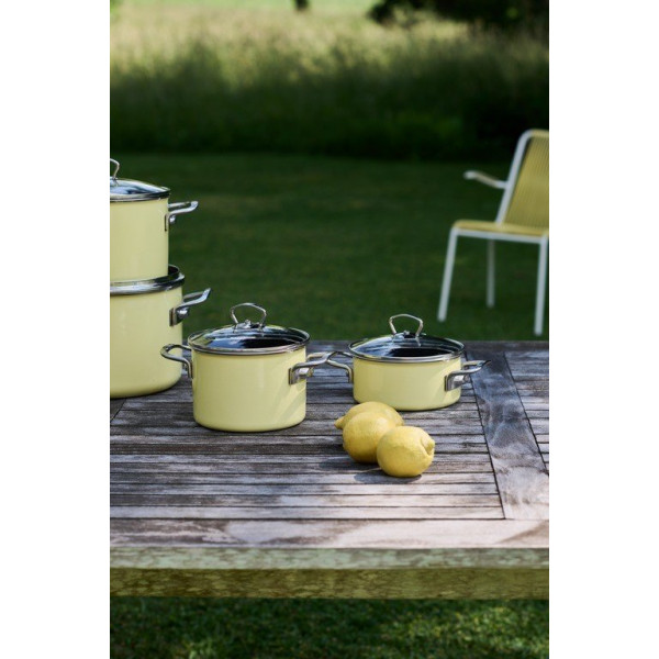Набір каструль Riess Zestaw garnków 5cz Lemon, для приготування на плиті, лимонний колір