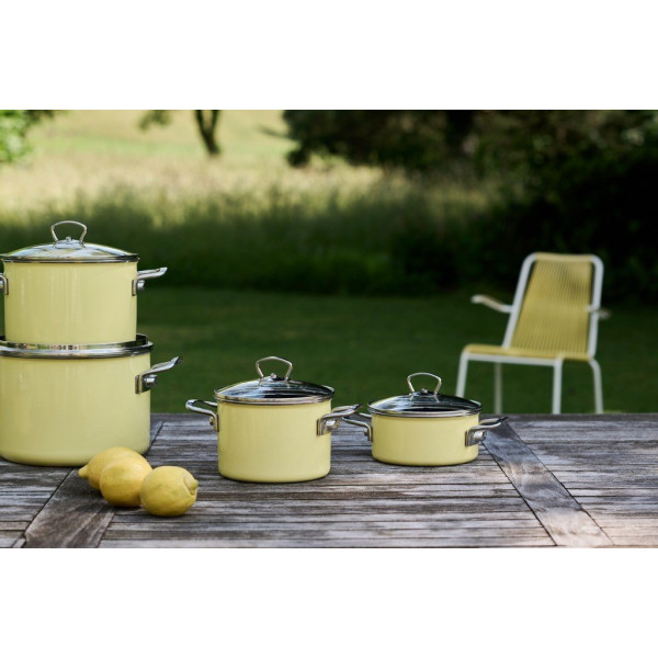 Набір каструль Riess Zestaw garnków 5cz Lemon, для приготування на плиті, лимонний колір
