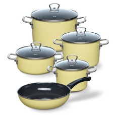 Zestaw garnków Riess Lemon 5 części – garnki do kuchni, emaliowane