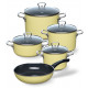 Набір каструль Riess Zestaw garnków 5cz Lemon, для приготування на плиті, лимонний колір