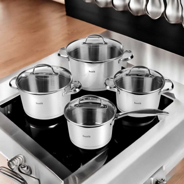 Набір каструль Husla Blossom 8 ел. із сталевого посуду для готування