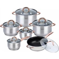 Komplet garnków Kinghoff Rosegold KH-1765 ze stali, 12 elementów do kuchni