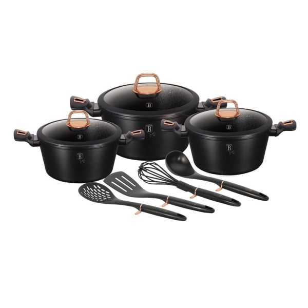 Komplet garnków Berlinger Haus Black Rose BH-6154 z powłoką granitową 10 el. do kuchni