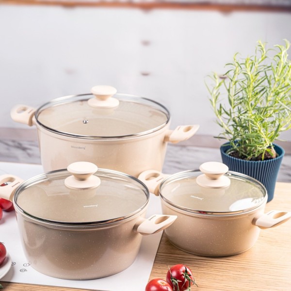 Набір каструль Klausberg KB-7960, 6 ел., мармурове покриття — для приготування на плиті