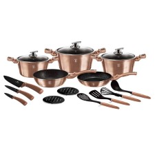Komplet garnków Berlinger Haus Metallic Rose Gold 17 elementów BH-6161 do kuchni