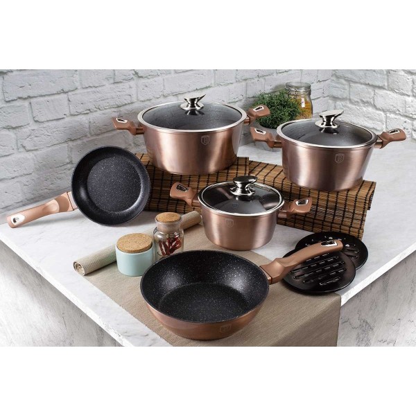 Komplet garnków Berlinger Haus Metallic Rose Gold 17 elementów BH-6161 do kuchni