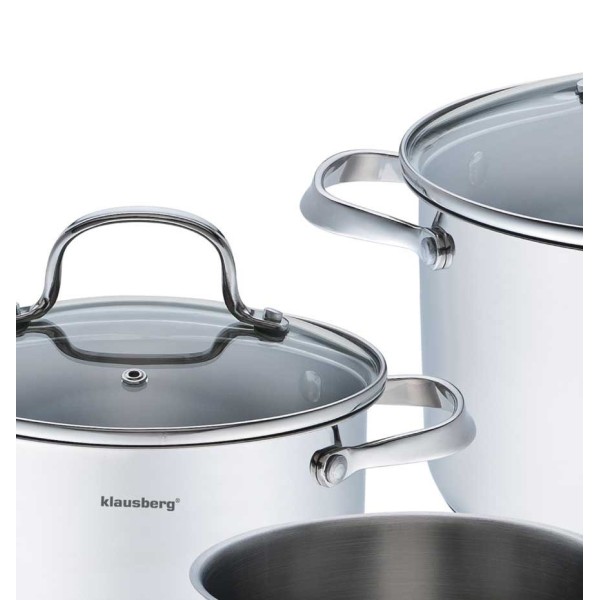 Комплект каструль Klausberg 9 ел. Inox 18/10 KB-7215 для універсального приготування їжі