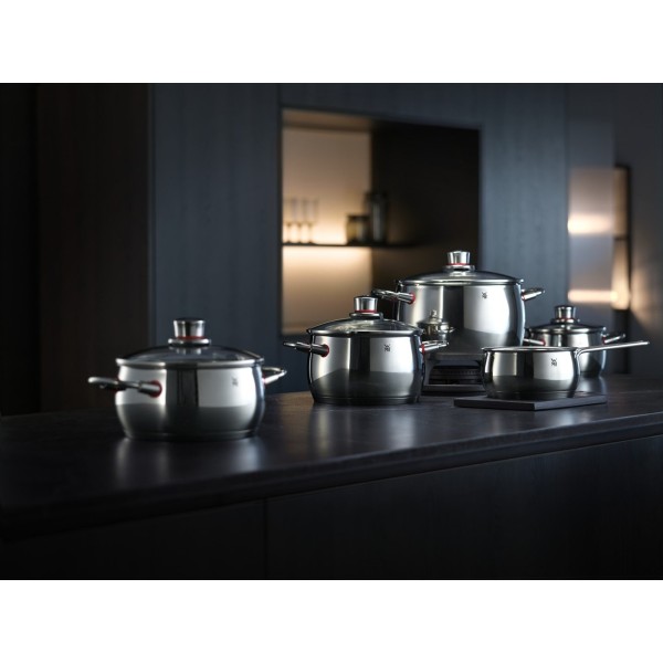 Garnki Zestaw WMF 5 el., Quality One, Zestaw garnków з міцного нержавіючого сталі для щоденного використання, варіння та смаження