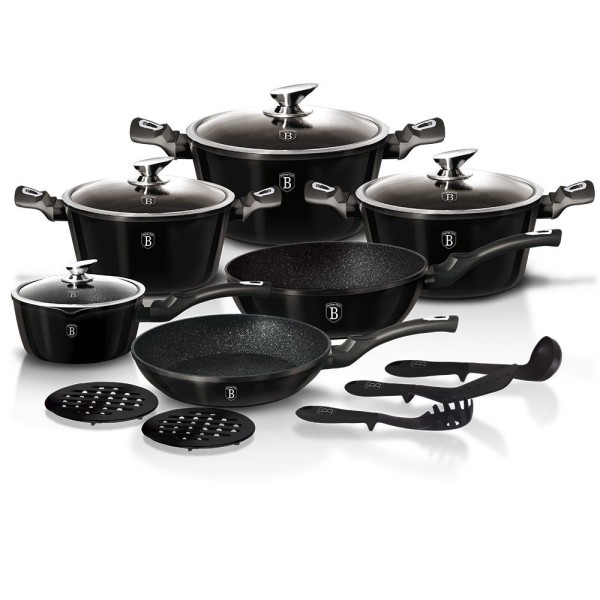 Набір каструль Berlinger Haus Metallic Black Royal BH-1664 для якісного приготування їжі на кухні