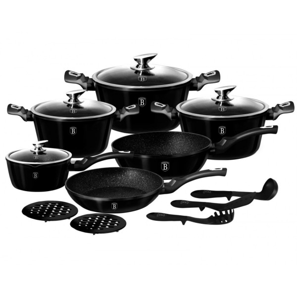 Набір каструль Berlinger Haus Metallic Black Royal BH-1664 для якісного приготування їжі на кухні