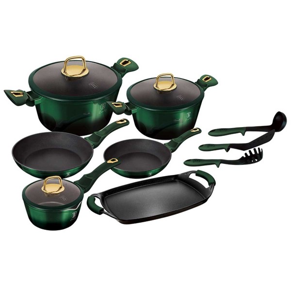 Komplet garnków Berlinger Haus Metallic Emerald Line BH-6066, 12 elementów, do gotowania i duszenia