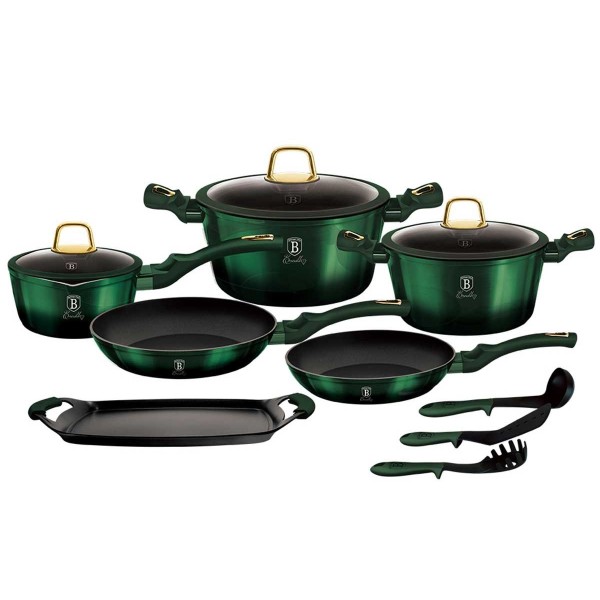 Komplet garnków Berlinger Haus Metallic Emerald Line BH-6066, 12 elementów, do gotowania i duszenia