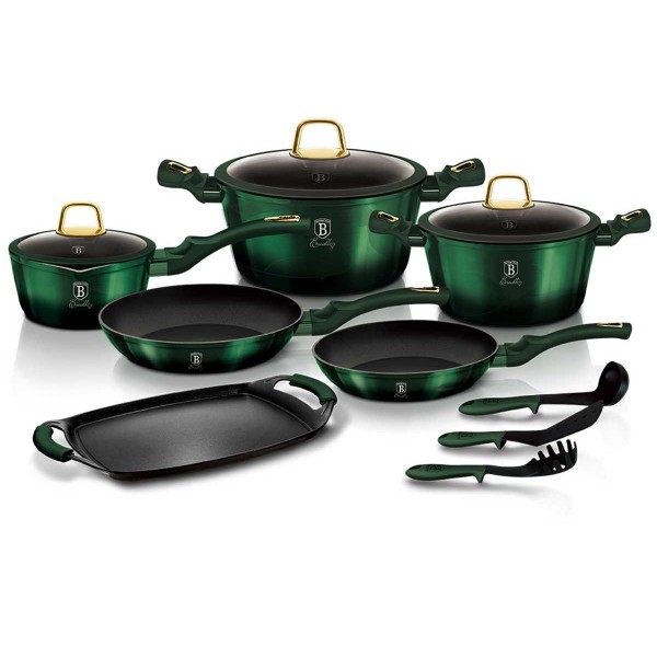 Komplet garnków Berlinger Haus Metallic Emerald Line BH-6066, 12 elementów, do gotowania i duszenia