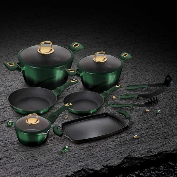 Komplet garnków Berlinger Haus Metallic Emerald Line BH-6066, 12 elementów, do gotowania i duszenia