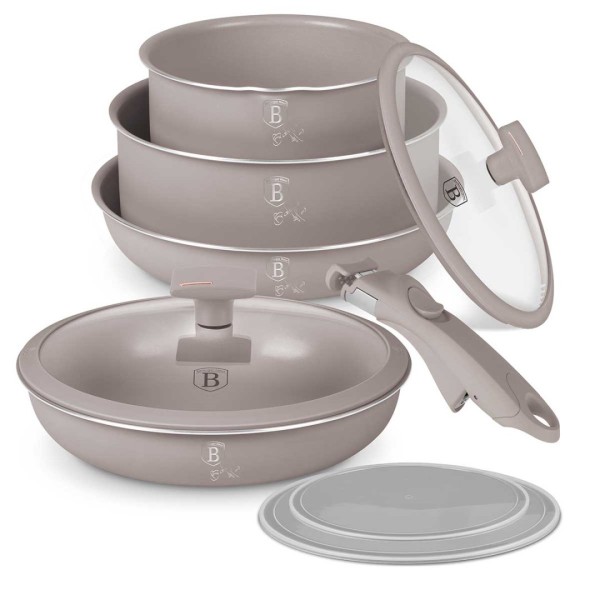 Zestaw garnków Berlinger Haus BH-8255 Taupe 9 elementów tytanowych do kuchni