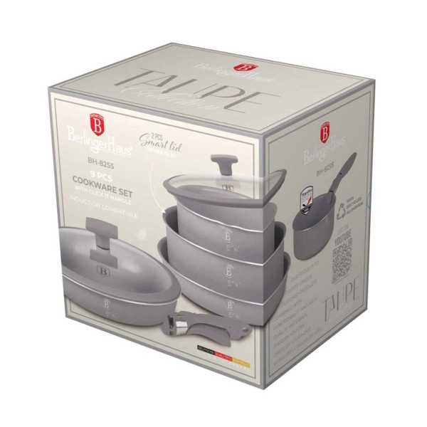Zestaw garnków Berlinger Haus BH-8255 Taupe 9 elementów tytanowych do kuchni