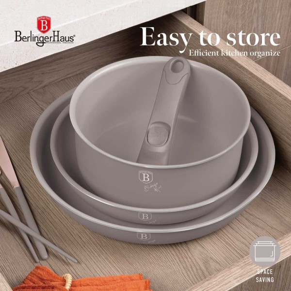 Zestaw garnków Berlinger Haus BH-8255 Taupe 9 elementów tytanowych do kuchni