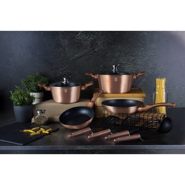 Komplet garnków Berlinger Haus Metallic Rose Gold BH-6142, 10 elementów do kuchni