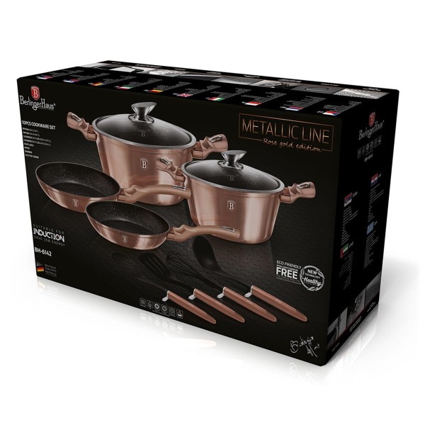 Komplet garnków Berlinger Haus Metallic Rose Gold BH-6142, 10 elementów do kuchni