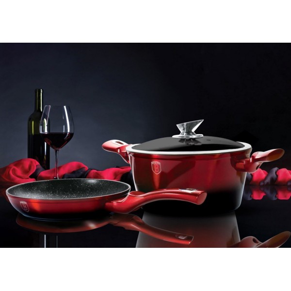 Набір каструль Berlinger Haus Metallic Black Burgundy Line 10 ел. для якісного приготування їжі BH-1631-N