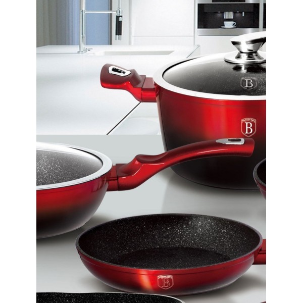 Набір каструль Berlinger Haus Metallic Black Burgundy Line 10 ел. для якісного приготування їжі BH-1631-N